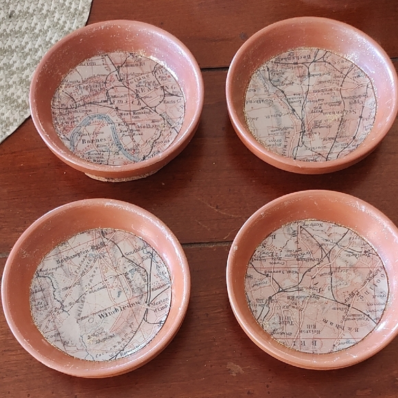 Other - Set of Four Terracotta Map Coasters